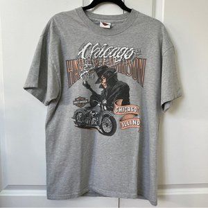 2005 Harley Davidson Gray Chicago Il Mobster Noir Gangster Graphic Tshirt